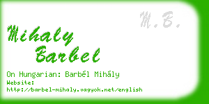 mihaly barbel business card