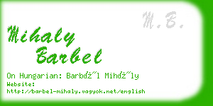 mihaly barbel business card